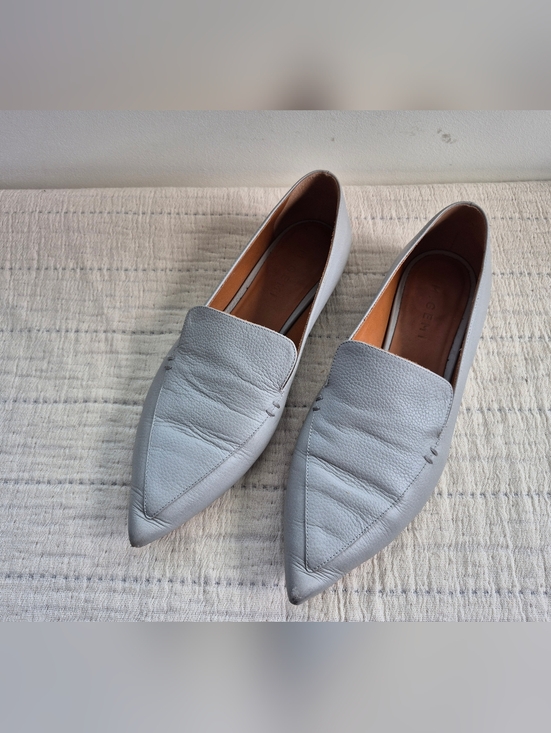M.Gemi Shoes - M.Gemi Italian Leather Point Toe Flats In Grey Size 40.5 9.5